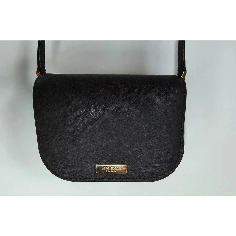 KATE SPADE NEW YORK CROSSBODY PURSE BLACK SAFFIANO LEATHER SMALL